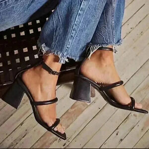 Free People Parker Pillow Square Toe Heels in Black